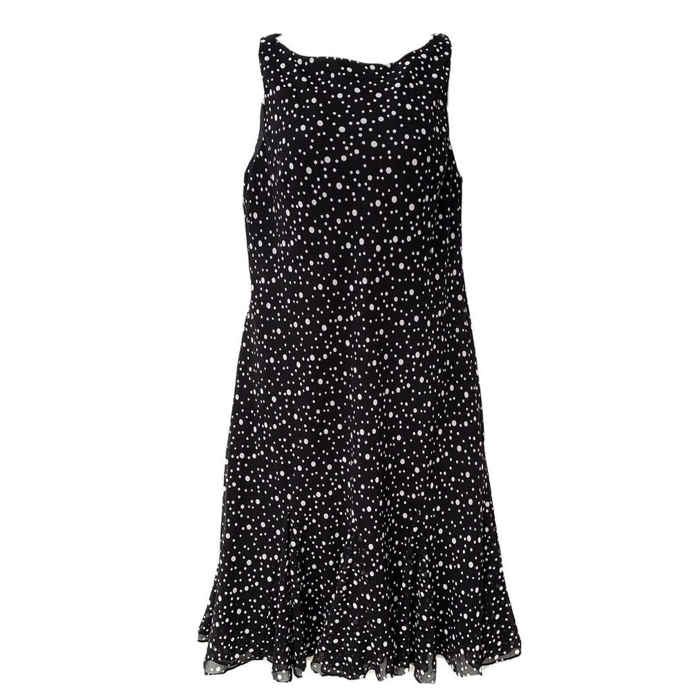 NEW Chaps Women Dress Size 14 Black White‎ Round Ne